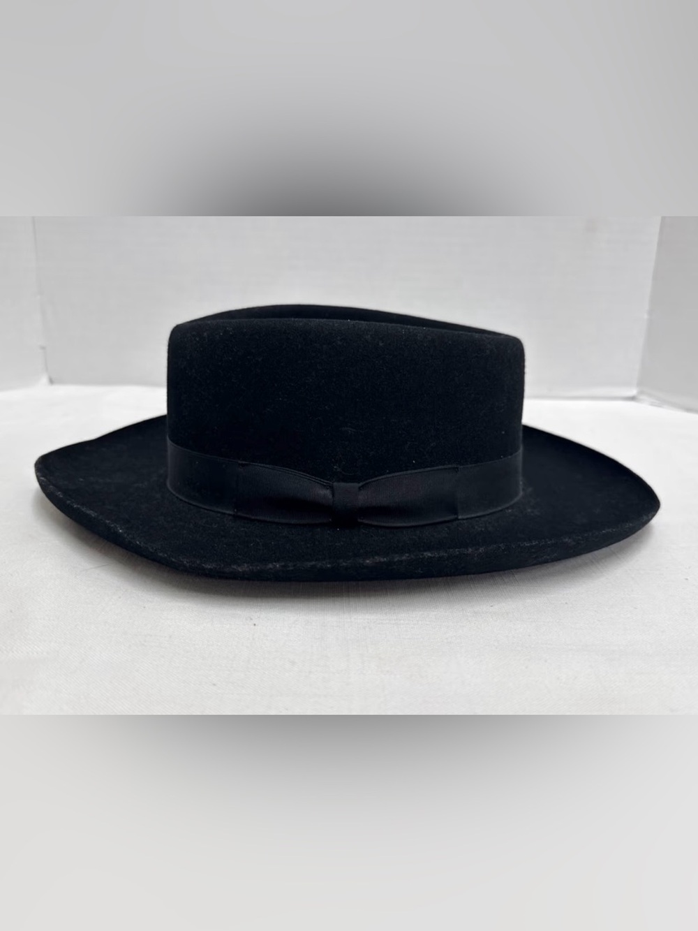 Vintage Dobbs Fifth Avenue Felt Wool Fedora hat cap Black USA 7 1/4